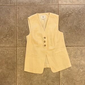 Banana Republic Women's Yellow Linen Buttoned Vest